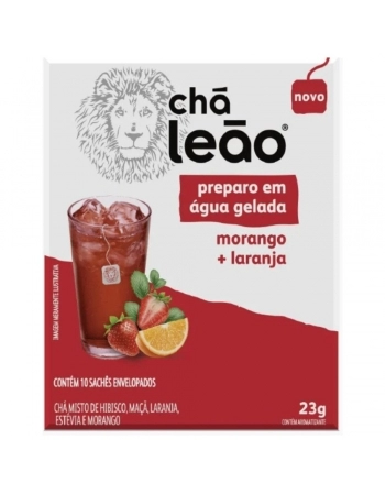 CHA GELADO MORANGO+LARANJA LEAO 10SAQ ENV