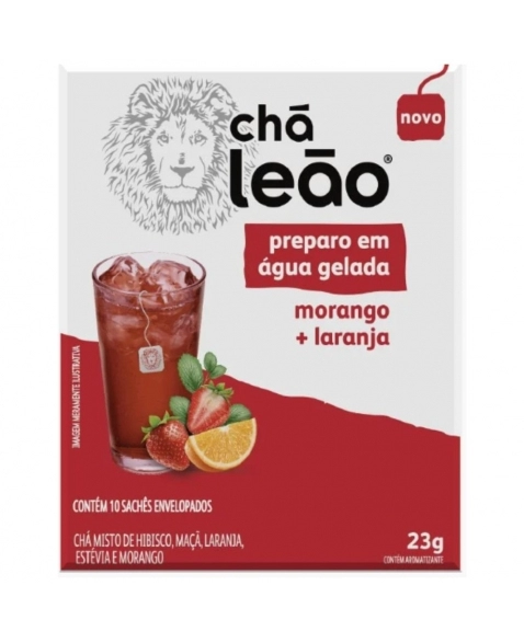 CHA GELADO MORANGO+LARANJA LEAO 10SAQ ENV