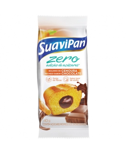 BOLINHO CENOURA/CHOC ZERO ACUCAR SUAVIPAN DP 12X40G