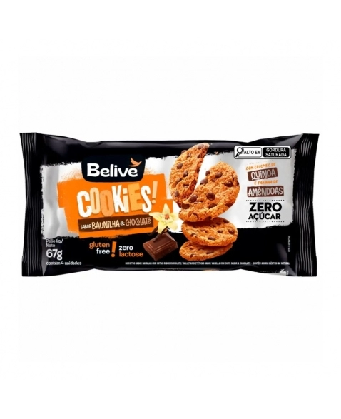 COOKIES BAUNILHA C/ GOTAS ZERO BELIVE 10X67G