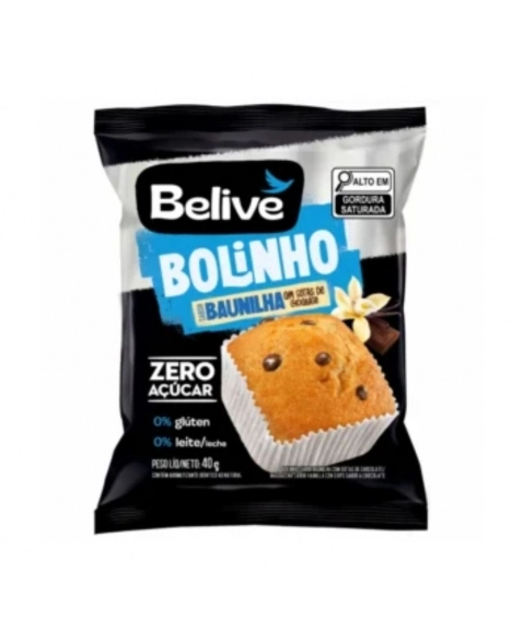 BOLINHO BAUNILHA C/ GOTAS ZERO BELIVE 10X40G