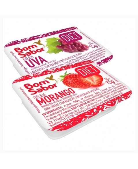 GELEIA DIET SACHE MORANGO/UVA BOM SABOR 144X15G